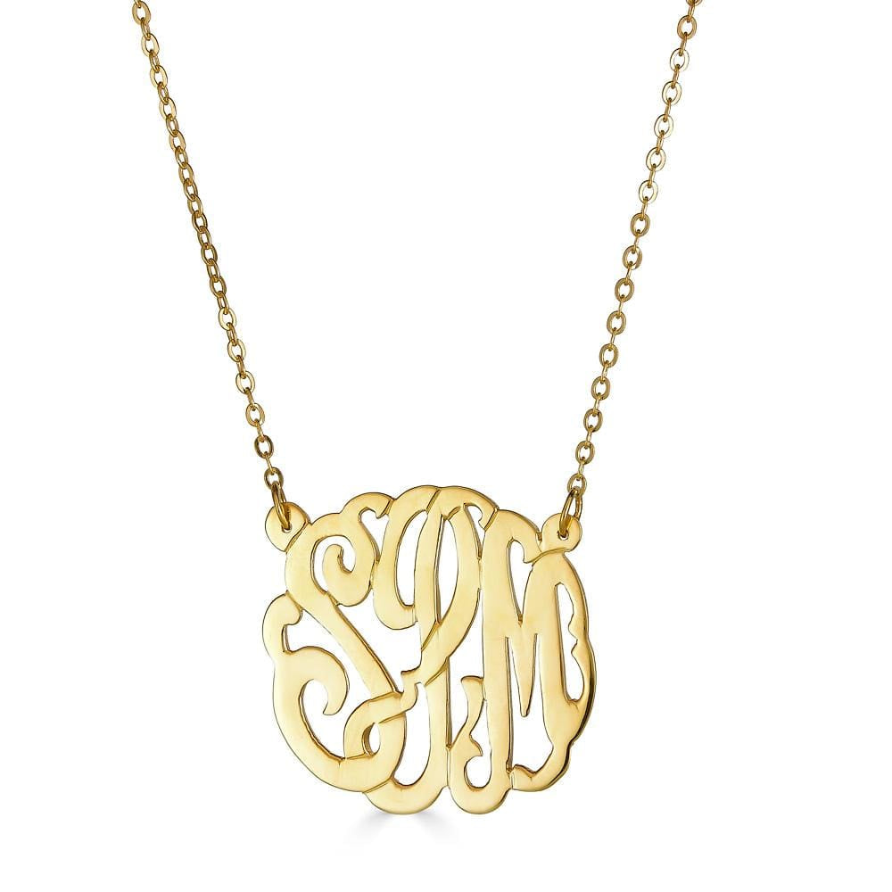 14K Gold Script Monogram Necklace
