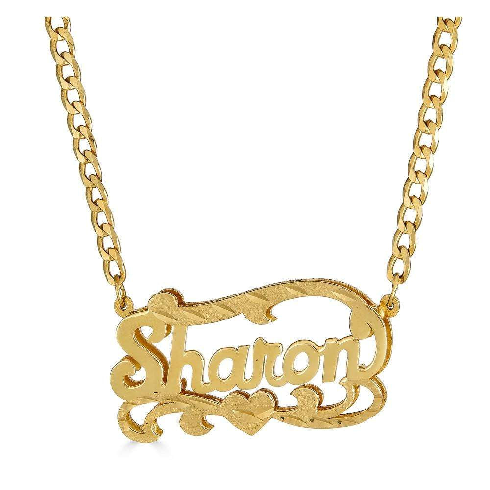 Ari&Lia CURB CHAINS 18K Gold Over Silver Diamond Cut Double Plated Name Necklace With Curb Chain np90587-CURB-GPSS