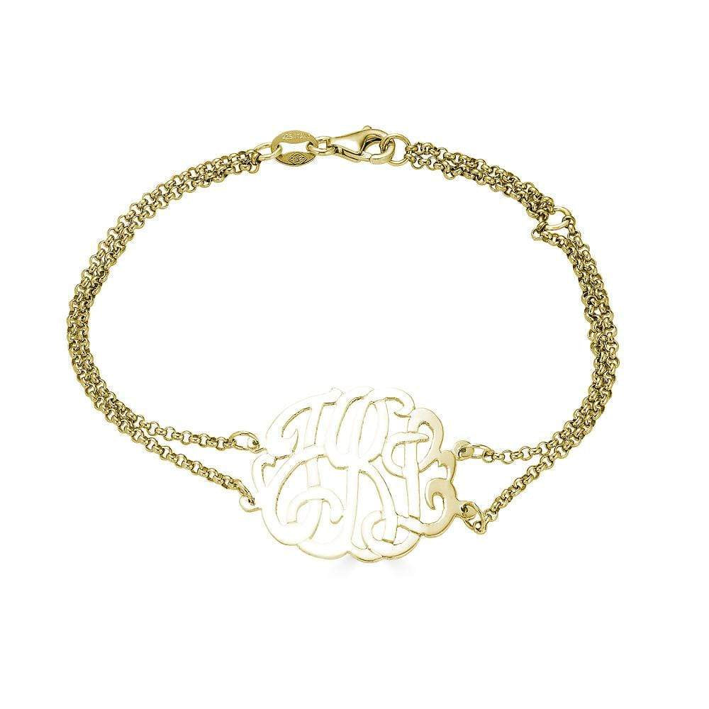 Ari&Lia Delicate 18K Gold Over Silver 1" Script Monogram Bracelet ZB90834-GPSS