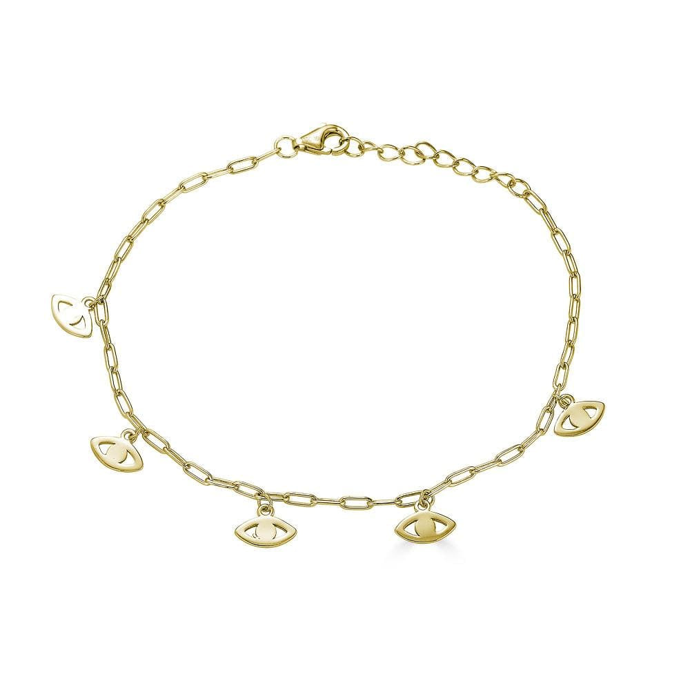 Ari&Lia Delicate Bracelets 18K Gold Over Silver Paper Clip Evil Eye Bracelet 10014-GPSS