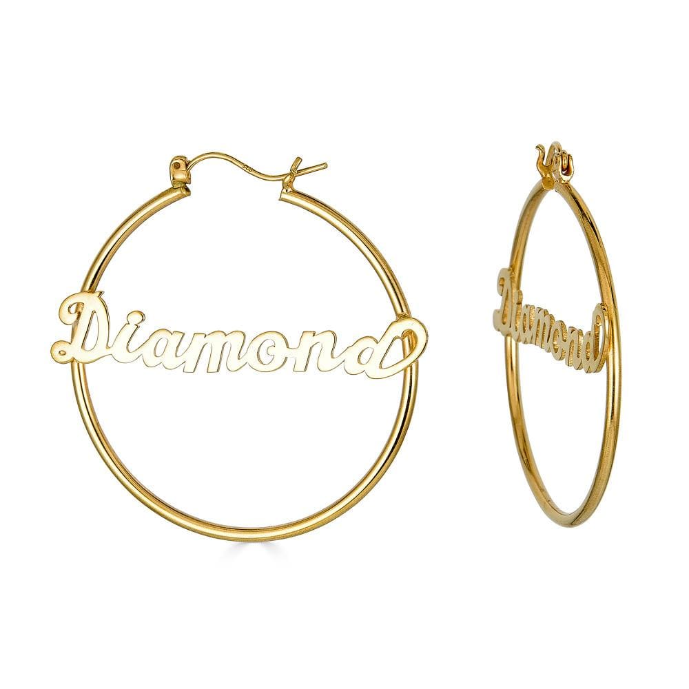 Ari&Lia Hoop Earrings 18K Gold Over Silver Script Hoop Name Earrings NE90021-BRS-GPSS