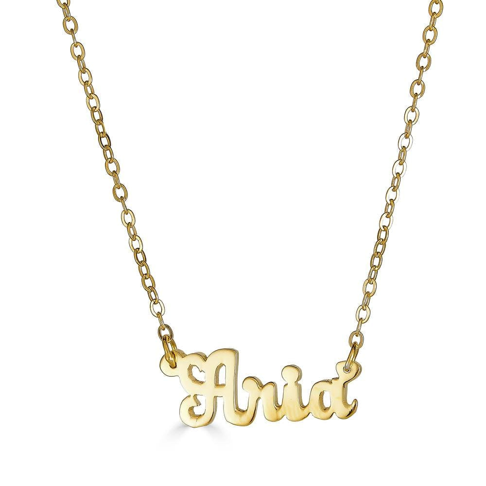 Ari&Lia Name Necklace 18K Gold Over Silver Mini Kids Script Name Necklace NP90043-SCRIPT-GPSS