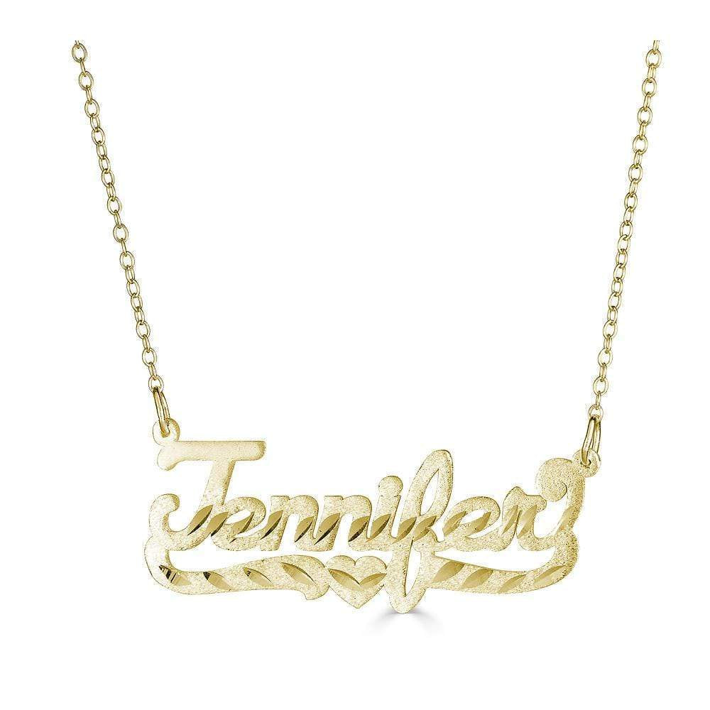 Ari&Lia Single 18K Gold Over Silver Single Script With Diamond Cut NP90583-GPSS