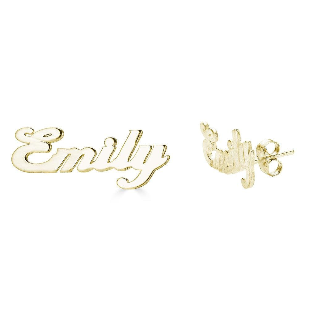 Ari&Lia Stud Earrings 18K Gold Over Silver Mini Script Post Earrings NE30539-BRS-GPSS
