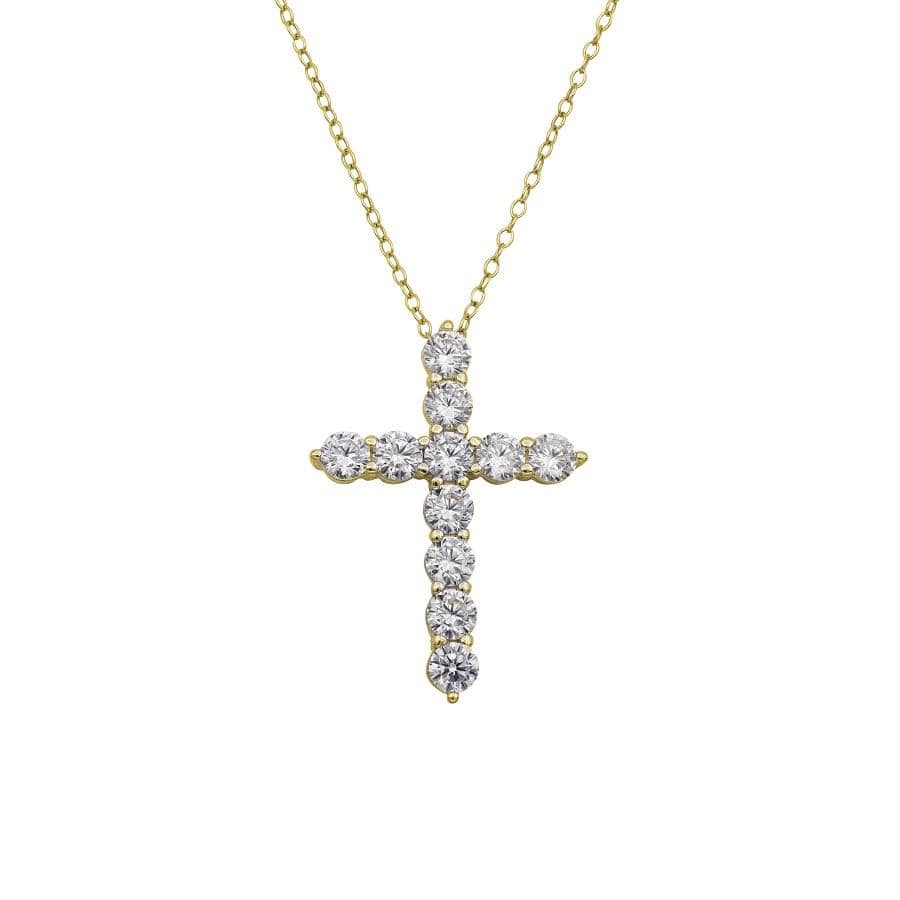 Ari&Lia Trendy 18K Gold Over Silver Cross With 1.5 CT Cbic Zirconia 11030-GPSS