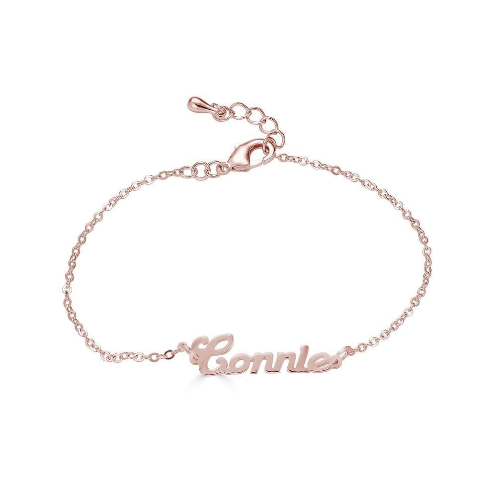 Ari&Lia Delicate 18K Rose Gold Over Silver Script High Polish Name Bracelet NB90580-RG
