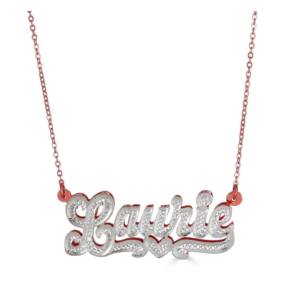 Ari&Lia Double Plated Necklaces 18K Rose Gold Over Silver Double Plated With Diamond Accent 07Q106A-RG