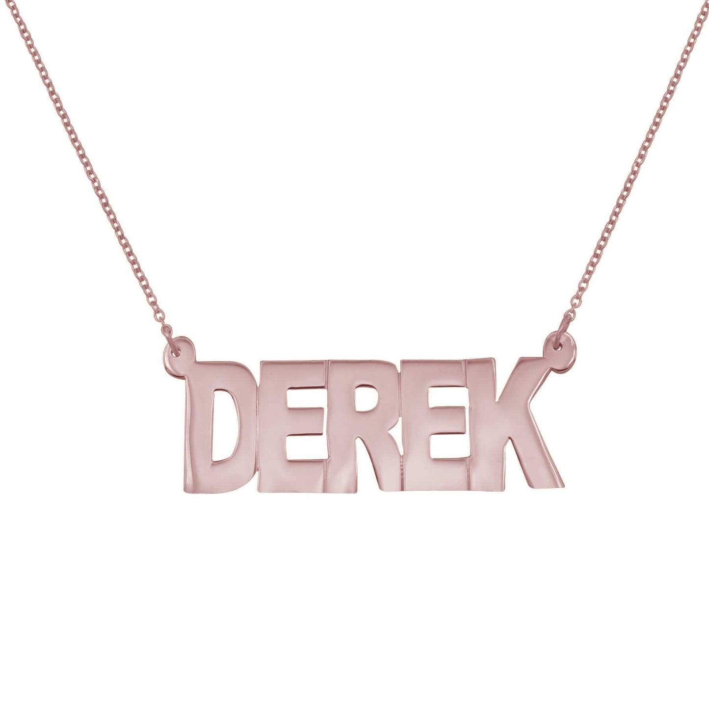 Ari&Lia MENS 18K Rose Gold Over Silver Single Block Letters Men's Name Necklace NP90046-RG