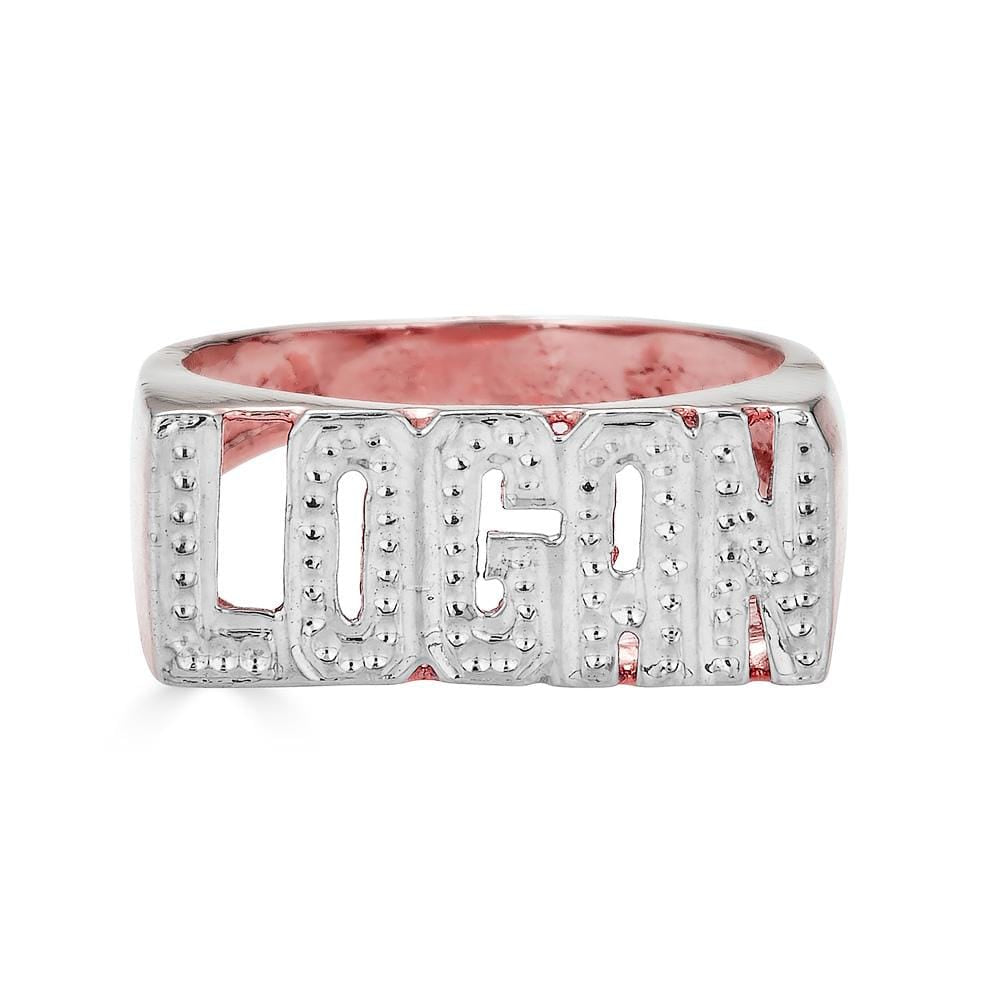 Ari&Lia Rings 18K Rose Gold Over Silver Block Diamond Accent Name Ring NR90624-RG