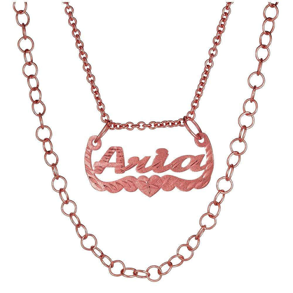 Ari&Lia Single 18K Rose Gold Over Silver Celebrity Inspired Double Chain Name Necklace NP30572-RG