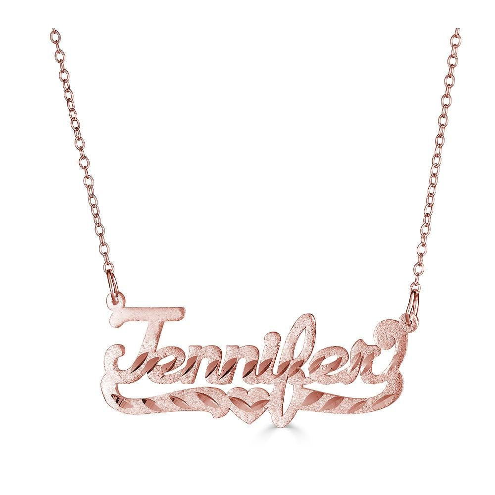 Ari&Lia Single 18K Rose Gold Over Silver Single Script With Diamond Cut NP90583-RG