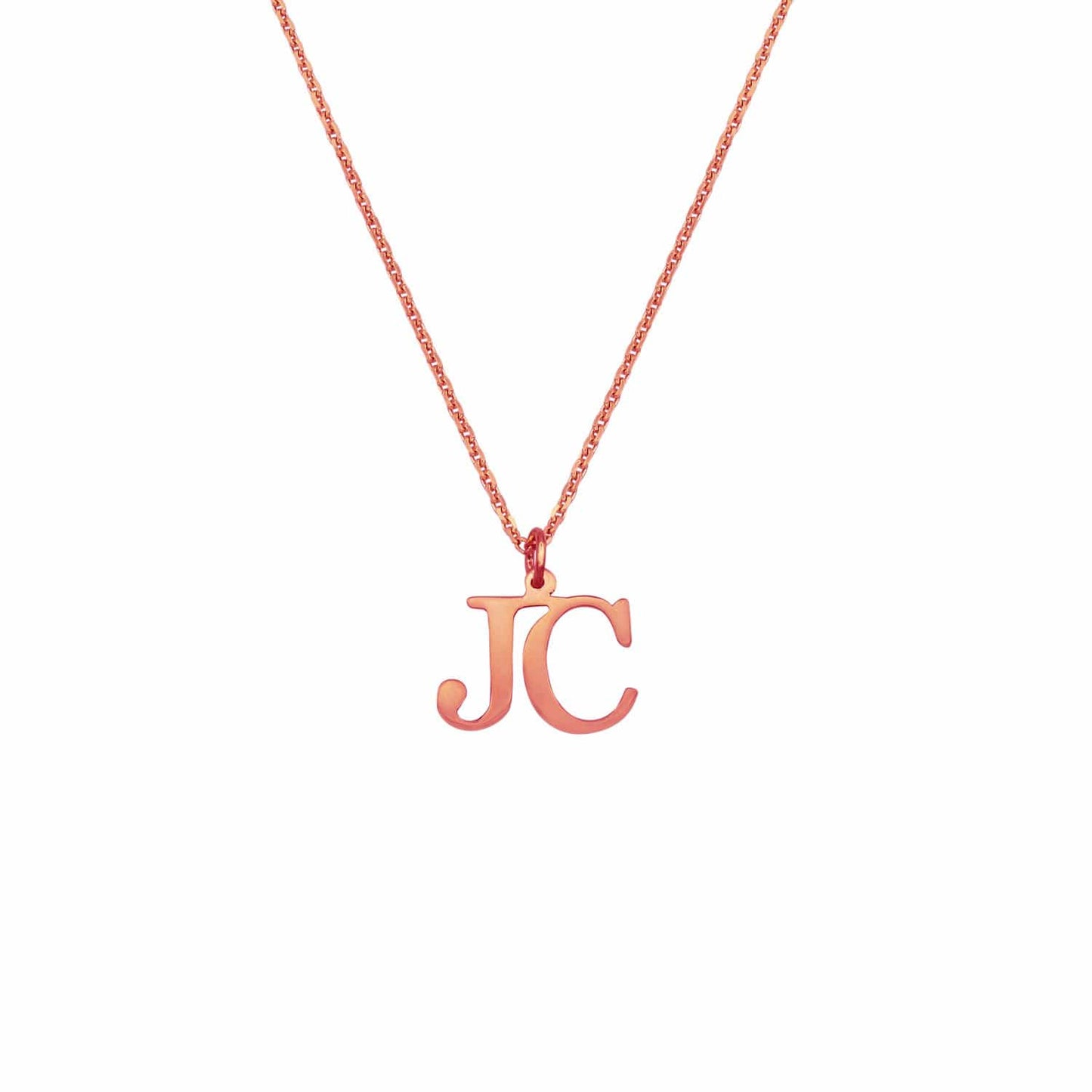 Ari&Lia Single & Trendy 18K Rose Gold Over Silver Two Letter Block Initial Necklace NC30012 -RG