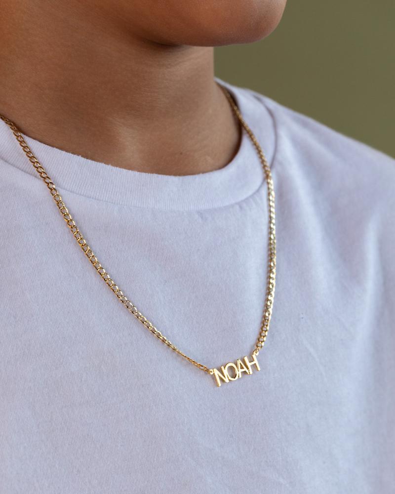 Ari&Lia CURB CHAINS Boys Block Name Necklace with Curb Chain
