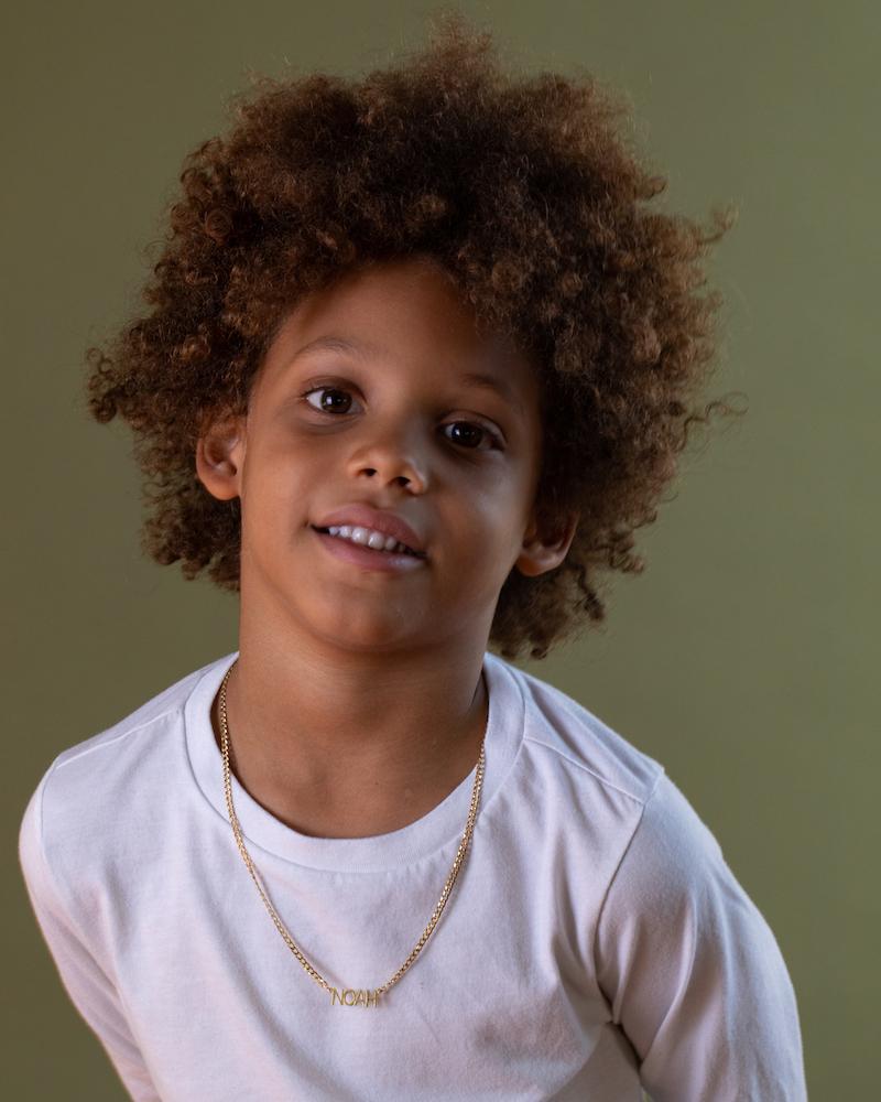 Ari&Lia CURB CHAINS Boys Block Name Necklace with Curb Chain