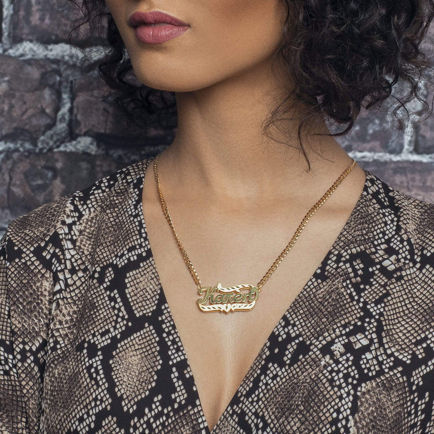 Ari&Lia CURB CHAINS Diamond Cut Double Plated Name Necklace With Curb Chain