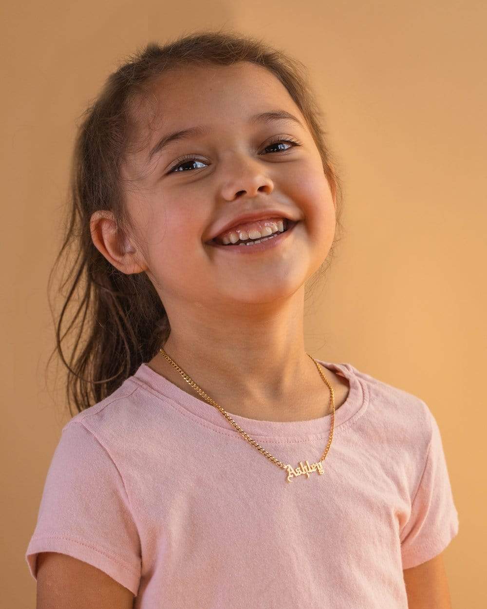 Ari&Lia CURB CHAINS Girls Single Gothic Name Plate with Curb Chain