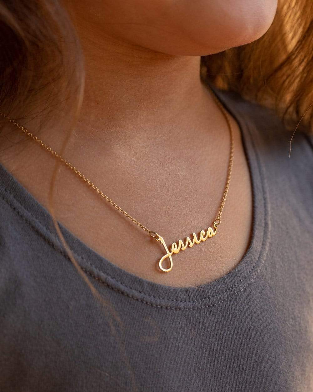 Ari&Lia CURB CHAINS Kids Script Lowercase Name Necklace