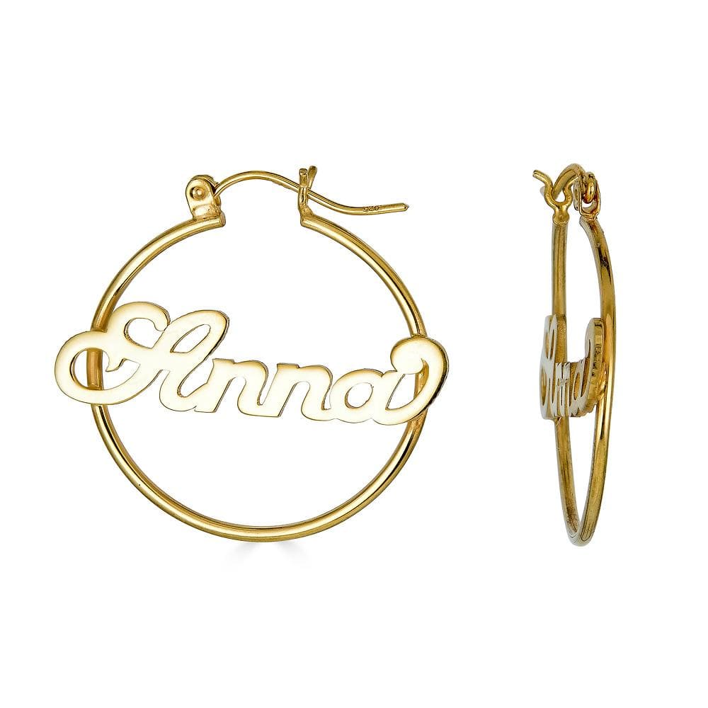 Ari&Lia Hoop Earrings Gold Plated Script Hoop Name Earrings NE90602-GPSS