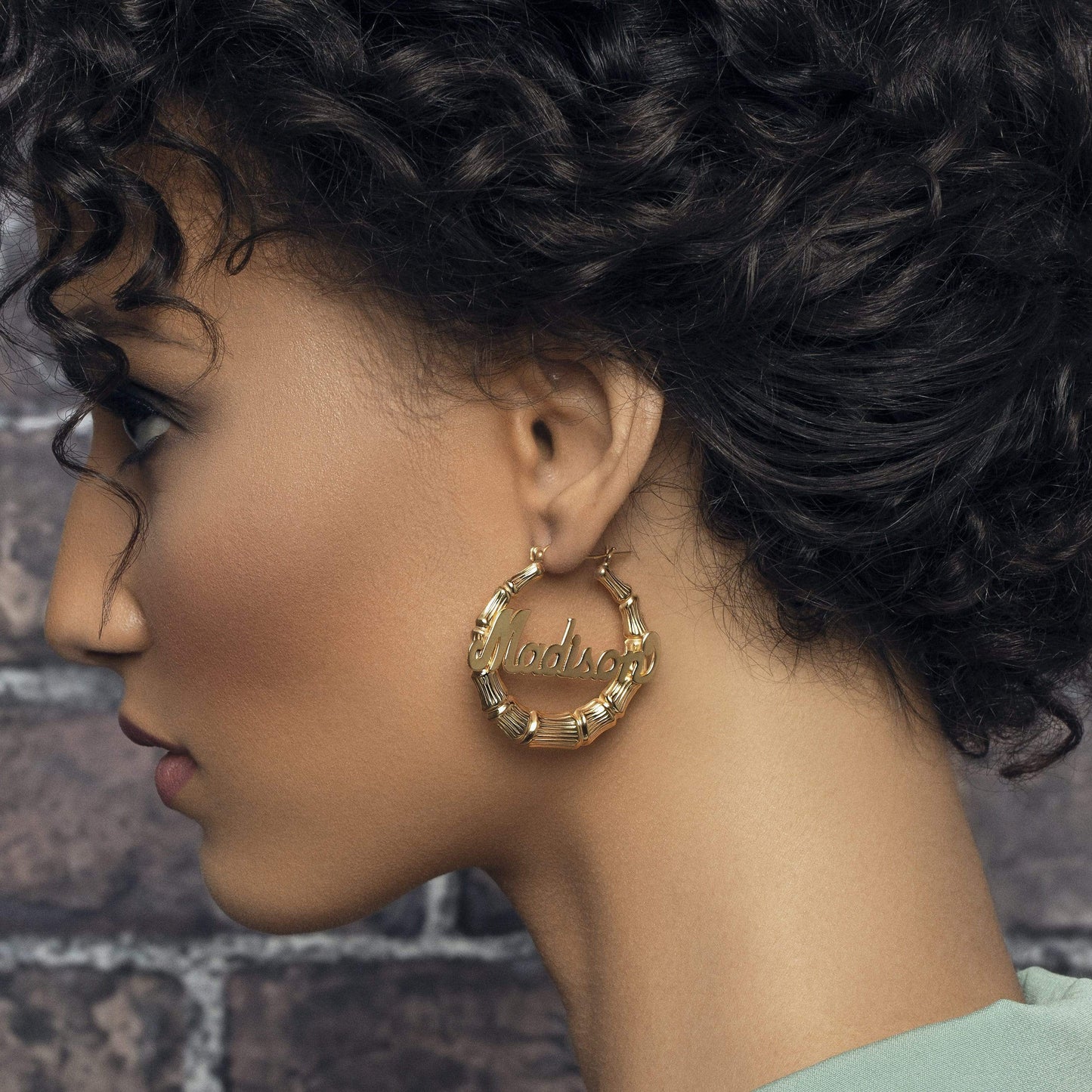 Ari&Lia Hoop Earrings 1.5" Bamboo Name Earrings