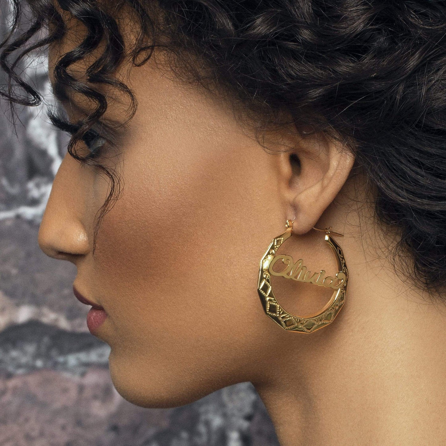 Ari&Lia Hoop Earrings 2" Hoop Name Earrings