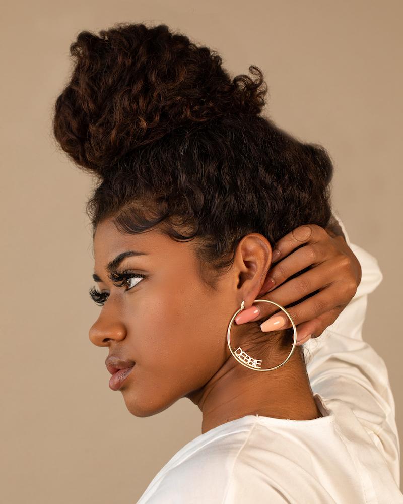 Ari&Lia Hoop Earrings Block Letter Inside Hoop Name Earrings