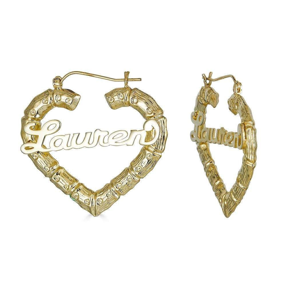 Ari&Lia Hoop Earrings Heart Shape Bamboo Name Earrings