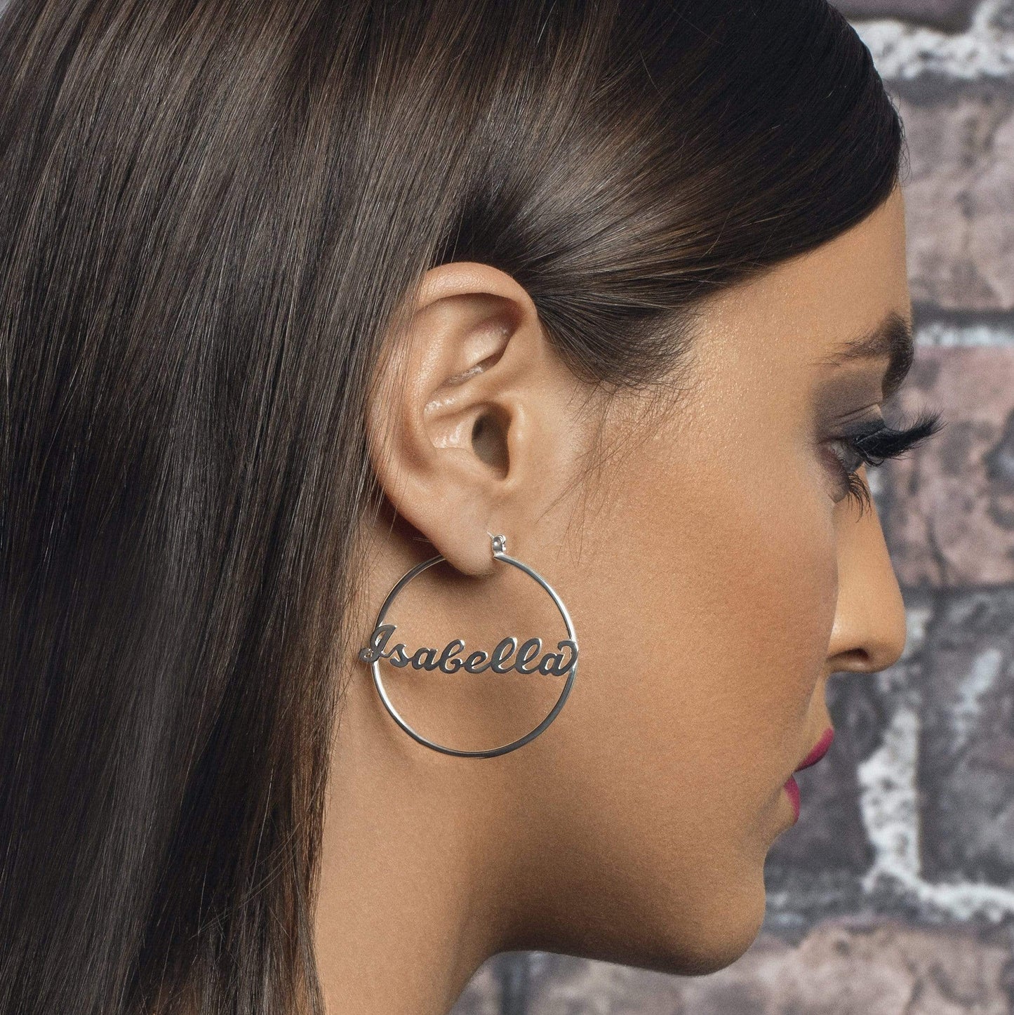 Ari&Lia Hoop Earrings Script Hoop Name Earrings