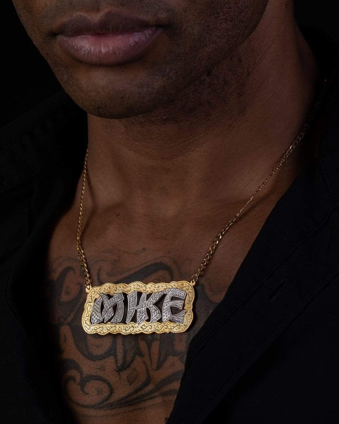 Ari&Lia MENS Men's Funky Double Name Necklace with Curb Chain