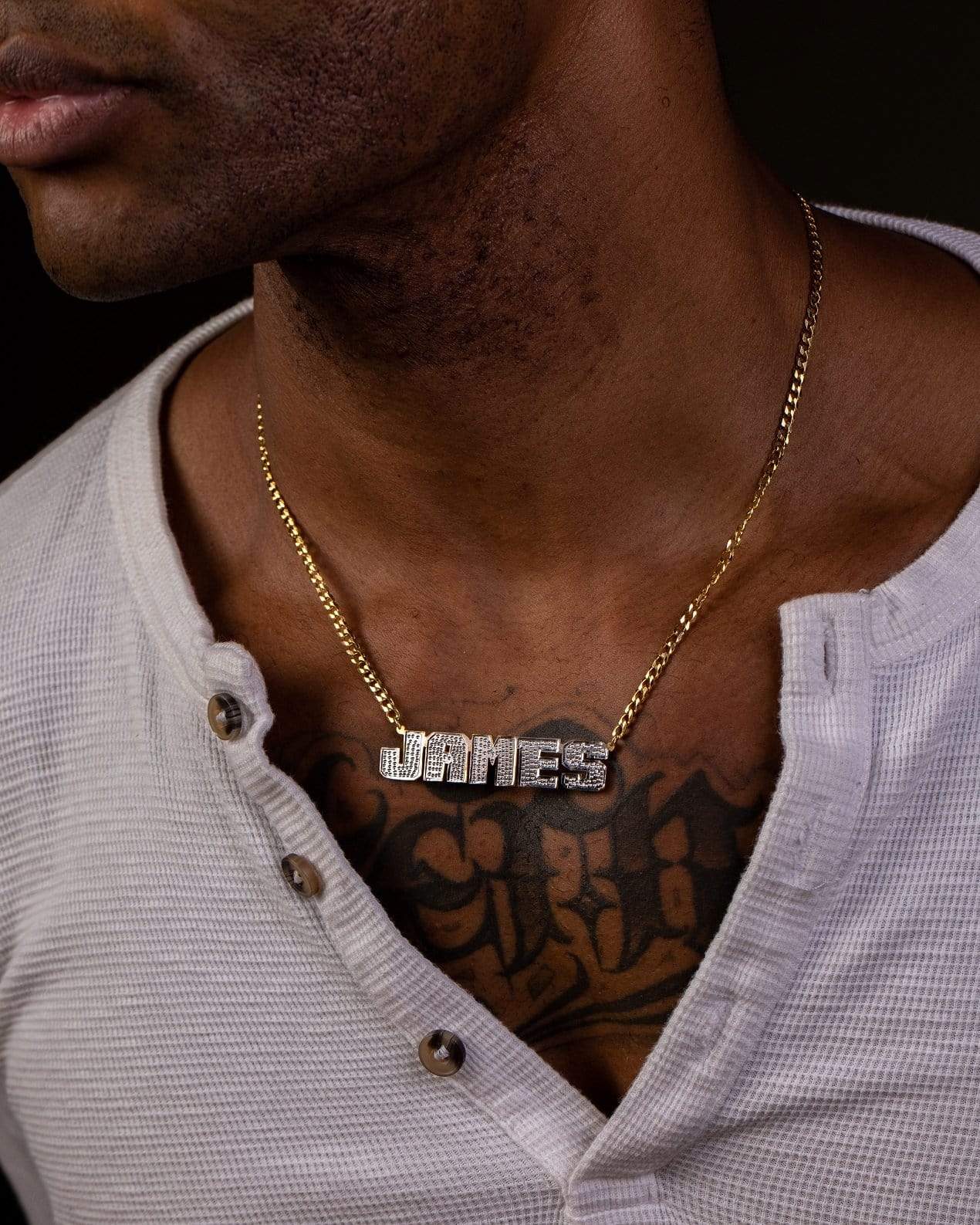 Ari&Lia MENS Men's Single Plated Name Necklace With Curb Chain
