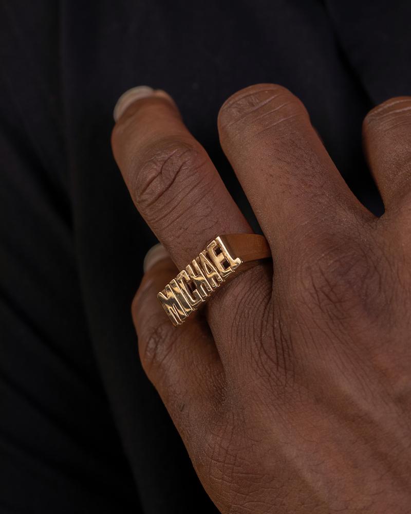 Ari&Lia Mens Ring Mens Block Name Ring