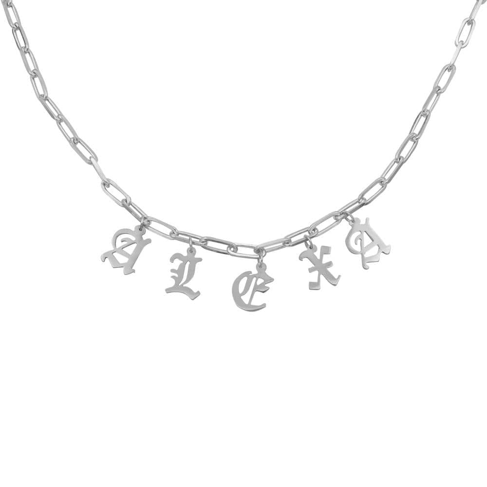 Ari&Lia Name Necklace Paperclip Necklace with Gothic initials