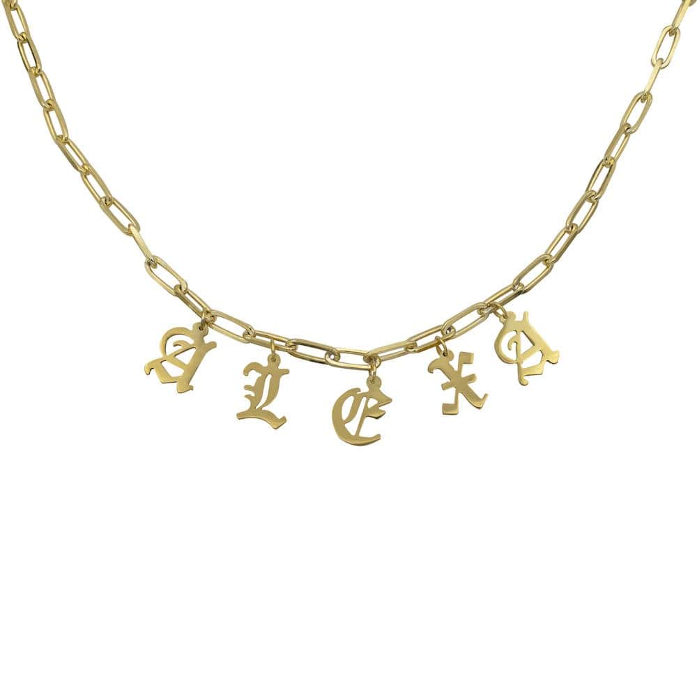Ari&Lia Name Necklace Paperclip Necklace with Gothic initials