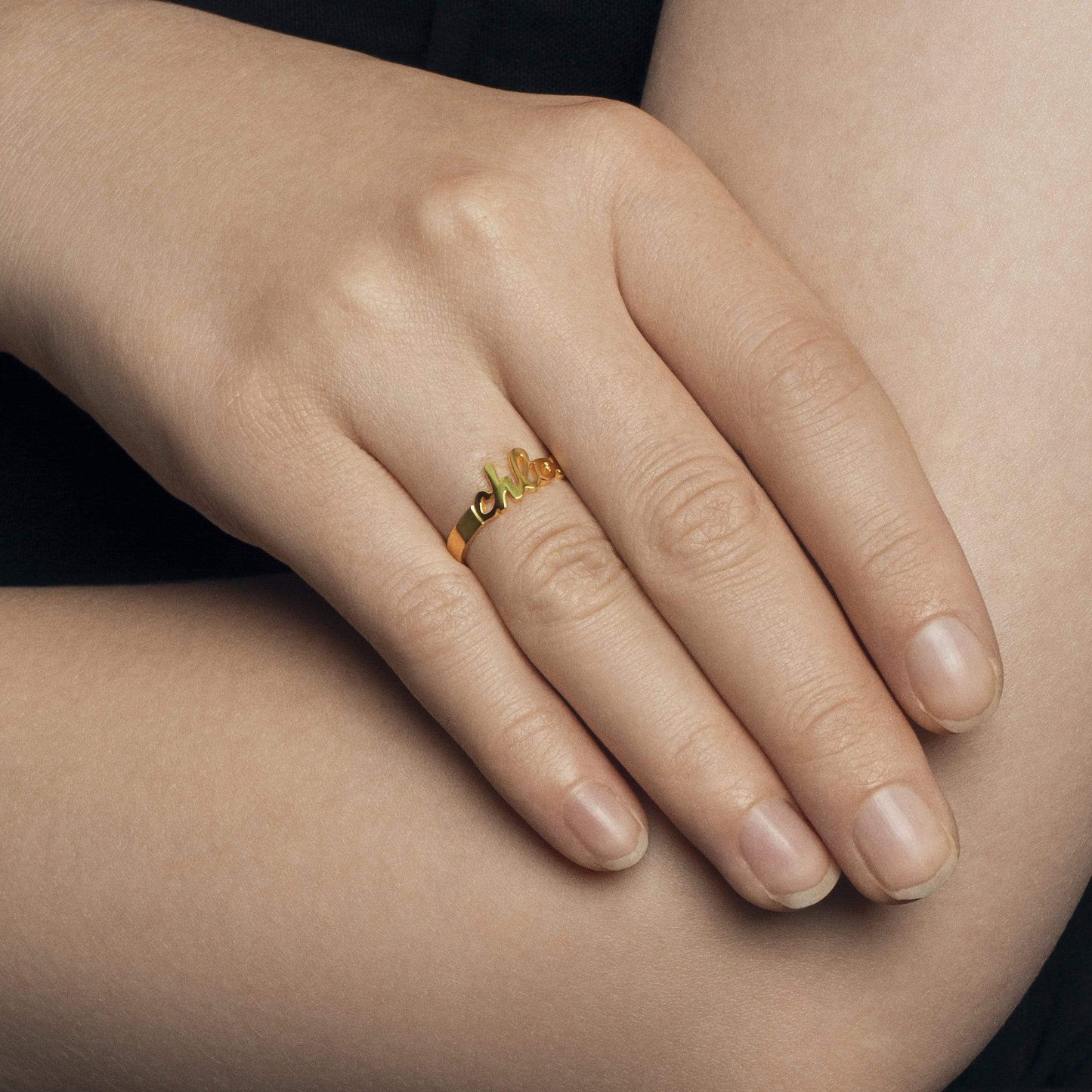 Ari&Lia Rings Mini Script Name Ring With Open Back