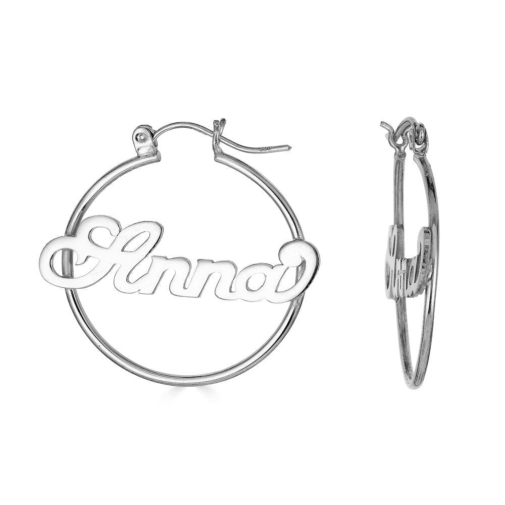 Ari&Lia Hoop Earrings Silver Plated Script Hoop Name Earrings NE90602-SS