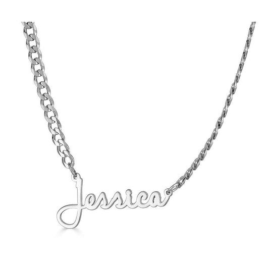 Ari&Lia CURB CHAINS Sterling Silver Single High Polish Script Name Necklace With Curb Chain NP30543-Curb-SS