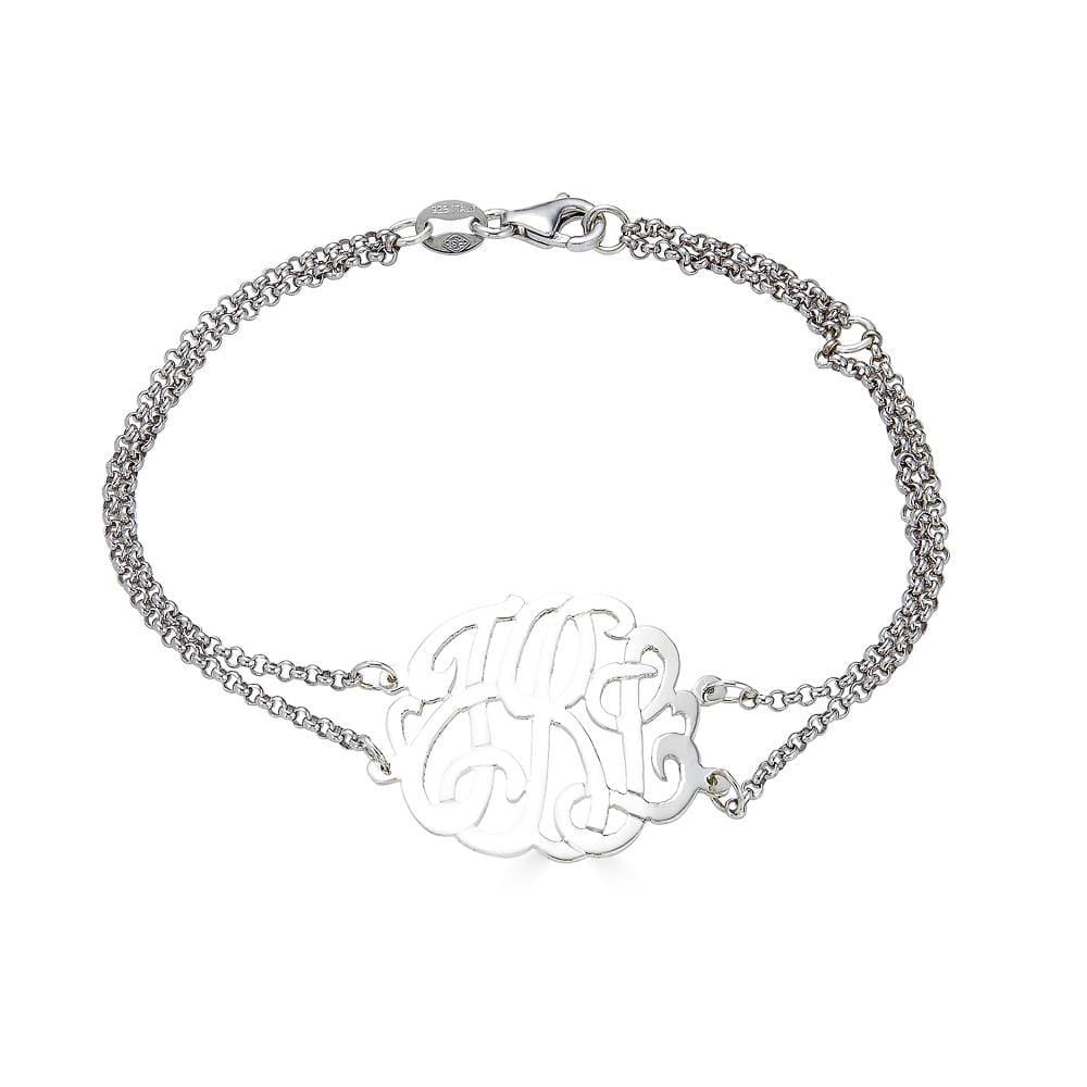 Ari&Lia Delicate Sterling Silver 1" Script Monogram Bracelet ZB90834-SS