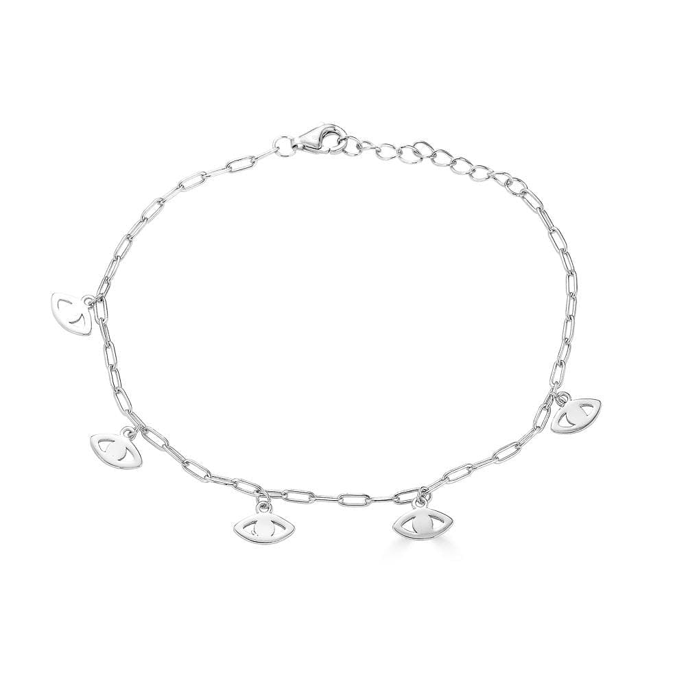 Ari&Lia Delicate Bracelets Sterling Silver Paper Clip Evil Eye Bracelet 10014-SS