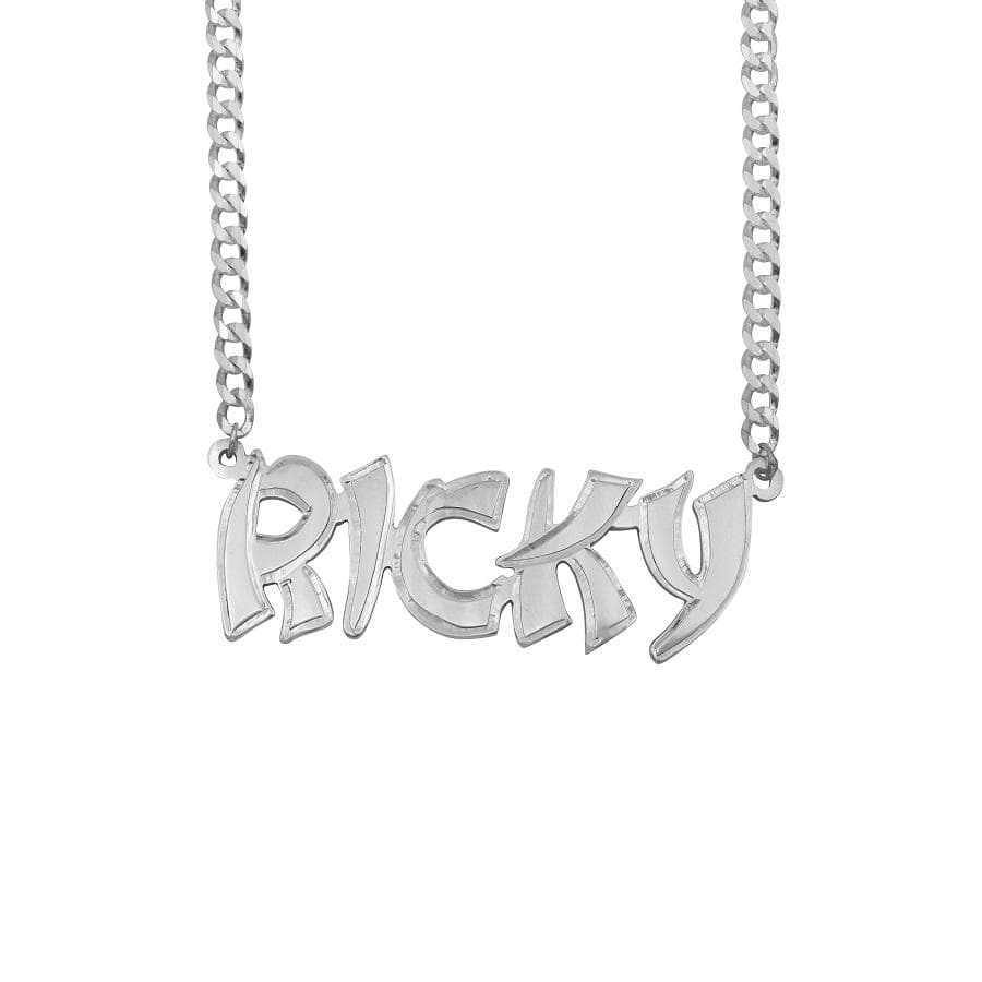 Ari&Lia MENS Sterling Silver Men’s Single Name Necklace with Curb Chain C614-SS