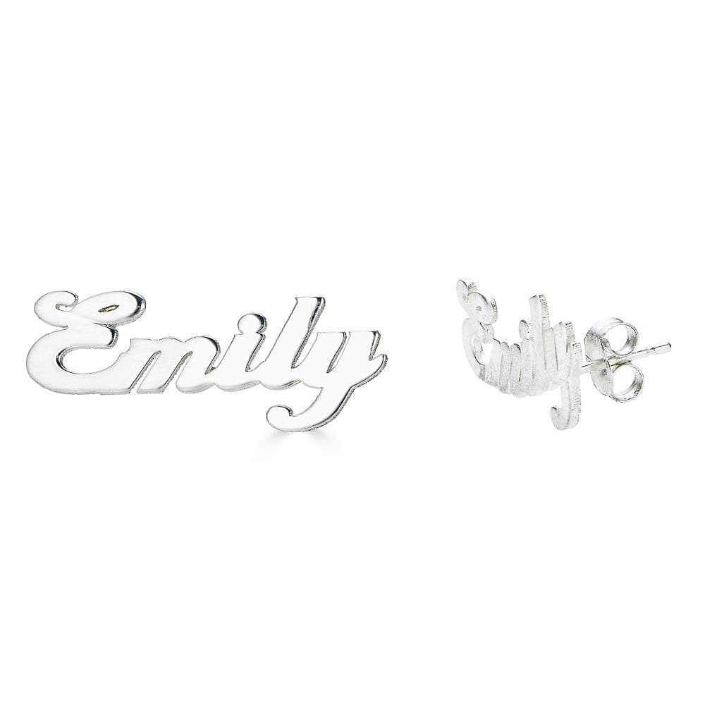 Ari&Lia Stud Earrings Sterling Silver Mini Script Post Earrings NE30539-BRS-SS