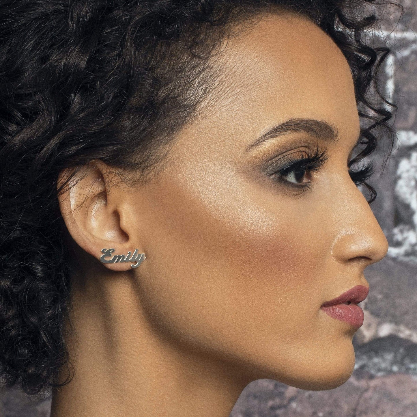 Ari&Lia Stud Earrings Mini Script Post Earrings