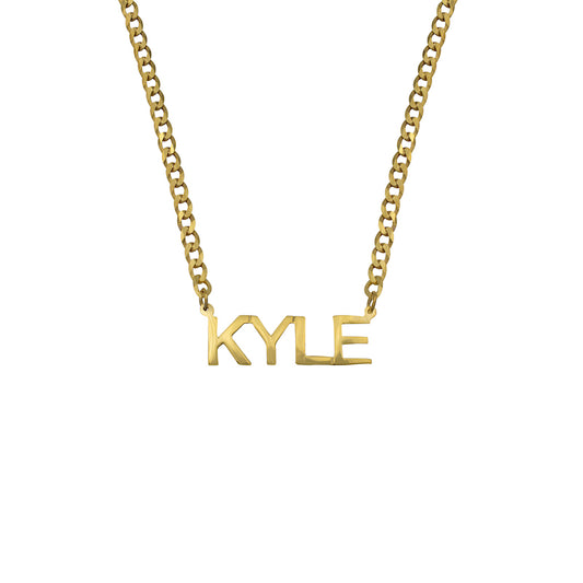 Girls Block Name Necklace with Curb Chain