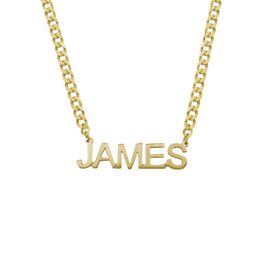 Boys Block Name Necklace with Curb Chain