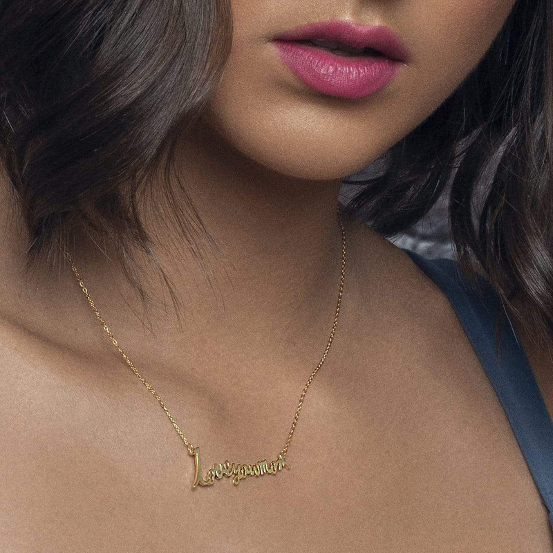 Ari&Lia 14K Name Necklace 14K Signature Necklace with Link Chain