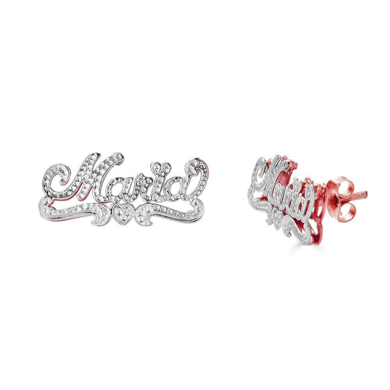Ari&Lia 14K Earrings 14K Rose Gold 14K Double Plated Script Stud Name Earrings NE90594-14K-3-RG