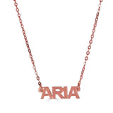 Ari&Lia 14K Kids Name Necklace 14K Rose Gold 14K Mini Kids Block Name Necklace NP90043-BLOCK-14K-RG