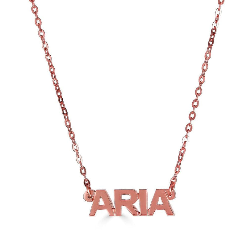 Ari&Lia 14K Name Necklace 14K Rose Gold 14K Block Mini Name Necklace NP90043-BLOCK-14K-RG