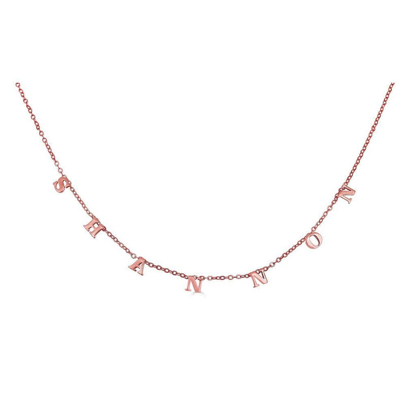 Ari&Lia 14K Name Necklace 14K Rose Gold 14K Block Spaced Out Name Necklace 5500-14K-RG