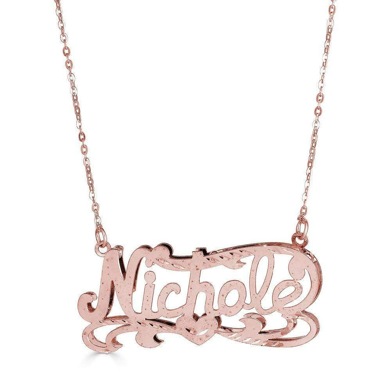 Ari&Lia 14K Name Necklace 14k Rose Gold 14K Double Plated Nicole Name Necklace NP90587-14K-RG