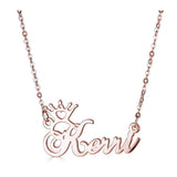 Ari&Lia 14K Name Necklace 14K Rose Gold 14K Single Crown High Polish Name Necklace NP30568-14K-RG