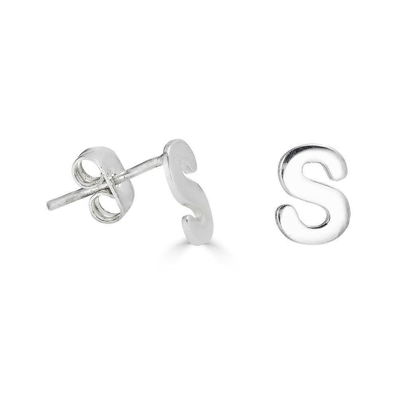 Ari&Lia 14K Earrings 14K White Gold 14K Block letter Stud Earrings 6007-14K-WG